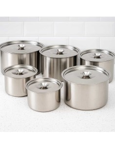 Porta Mantimentos Aço Inox Lata com Tampa Armazenar Kit 6un 2