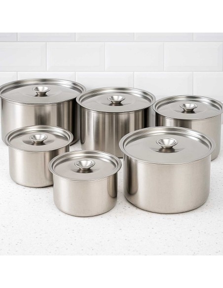 Porta Mantimentos Aço Inox Lata com Tampa Armazenar Kit 6un