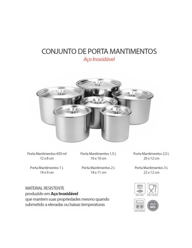 Porta Mantimentos Aço Inox Lata Pote com Tampa...