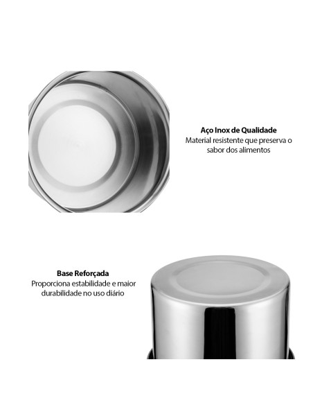 Porta Mantimentos Aço Inox Lata com Tampa Armazenar Kit 6un