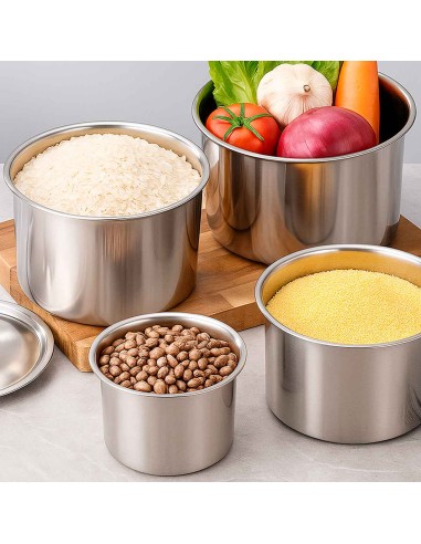 Porta Mantimentos Aço Inox Lata com Tampa...