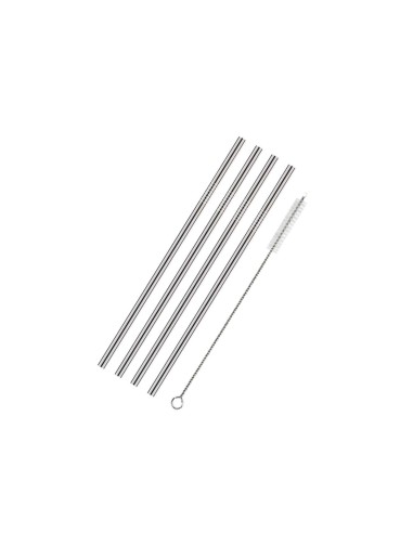 Canudo de Inox Reto Reutilizavel Escovinha Limpeza Jogo 5un