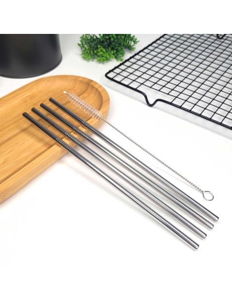 Canudo de Inox Reto Reutilizavel Escovinha Limpeza Jogo 5un