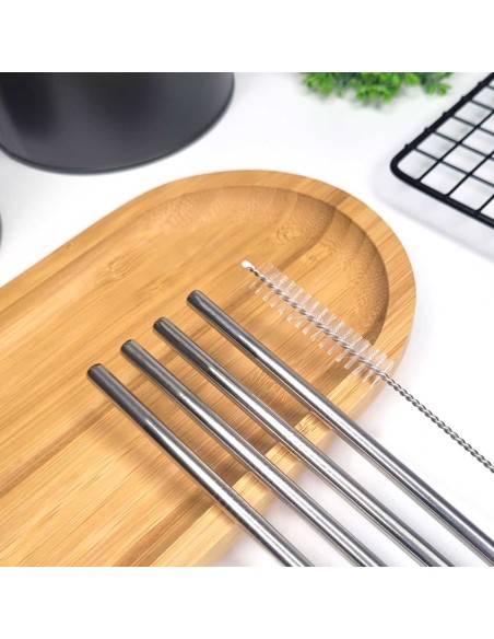 Canudo de Inox Reto Reutilizavel Escovinha Limpeza Jogo 5un