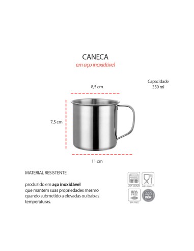 Caneca de Aço Inox Cafe Drink Bar Buffet Xicara...