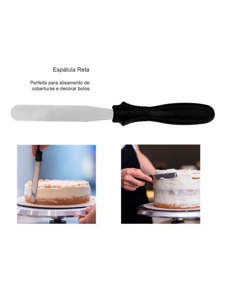 Espatula para Bolo Curva e Reta Confeitaria Doceria 2un