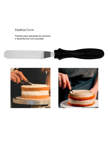 Espatula para Bolo Curva e Reta Confeitaria...