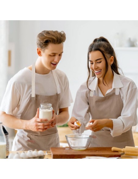Avental Bege Caqui Algodao Restaurante Cafeteria Bar Vegano