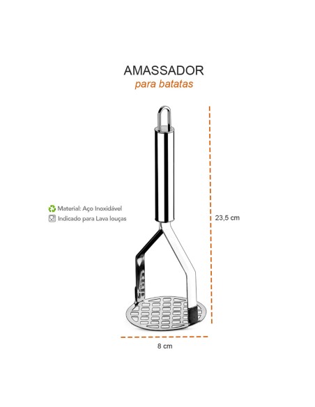 Amassador de Batatas e Legumes Aço Inox Tuboline