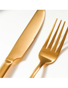 Garfo de Mesa Dourado Ouro Talheres Aço Inox Buffet 2