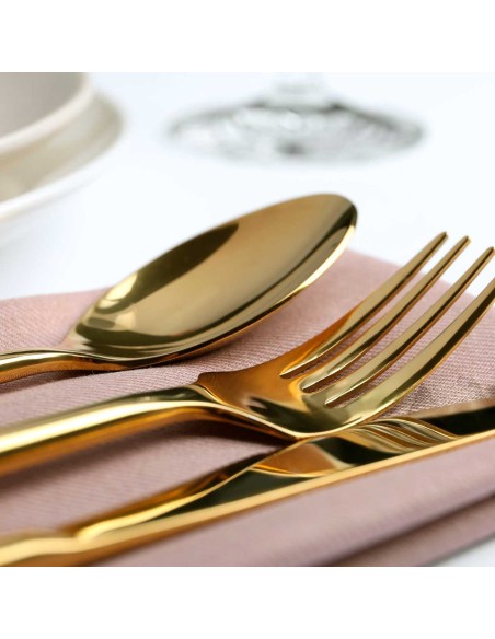 Garfo de Mesa Dourado Ouro Talheres Aço Inox Buffet
