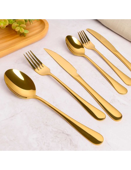 Colher de Mesa Dourada Ouro Talheres Aço Inox Buffet