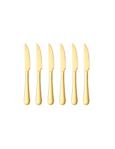 Faca de Mesa Serrilhada Dourada Ouro Talher Aço Inox...