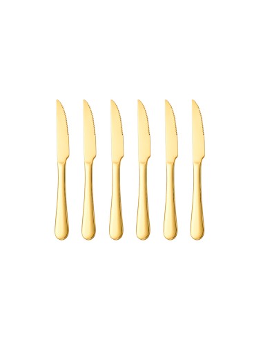 Faca de Mesa Serrilhada Dourada Ouro Talher Aço...