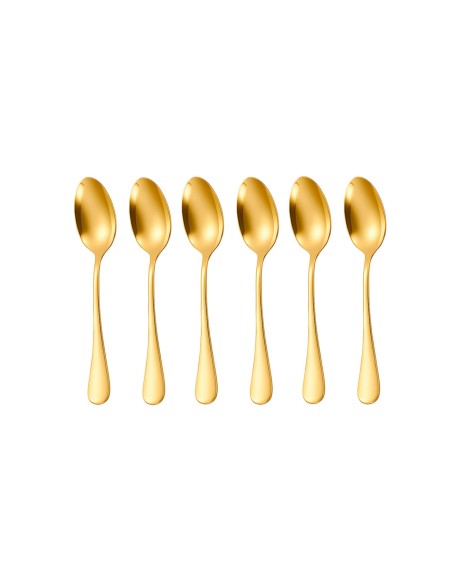 Colher de Mesa Dourada Ouro Talheres Aço Inox Buffet Jogo 6un