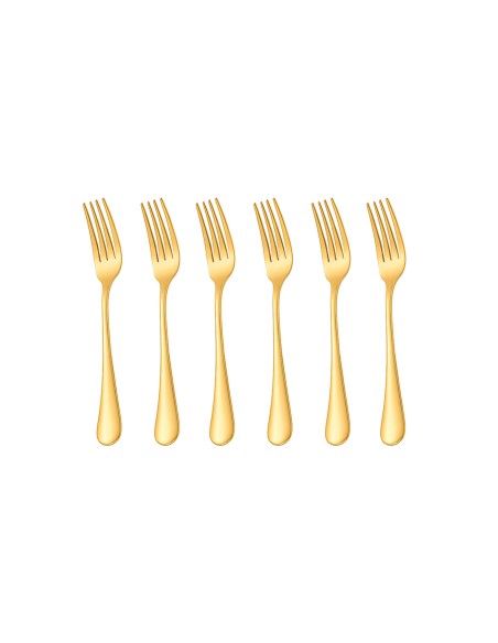 Garfo de Mesa Dourado Ouro Talheres Aço Inox Buffet Jogo 6un