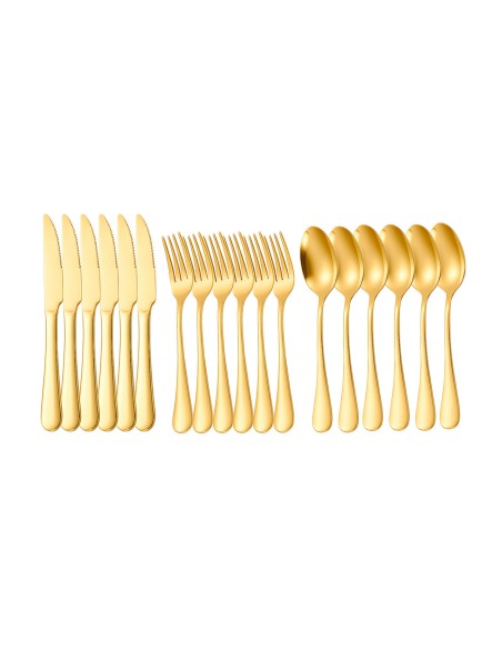 Talheres de Mesa Faqueiro Dourado Garfo Faca Colher Inox 18un
