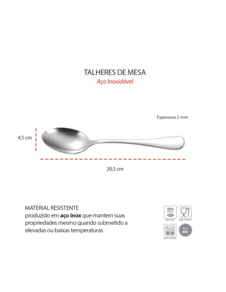 Colher de Mesa Aço Inox Talheres Buffet Cozinha Restaurante