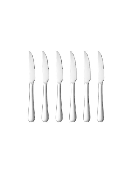Faca de Mesa Serrilhada Aço Inox Talheres Buffet Jogo 6un