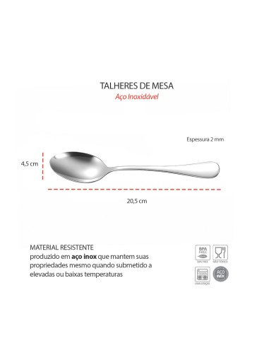 Colher de Mesa Aço Inox Talheres Buffet...