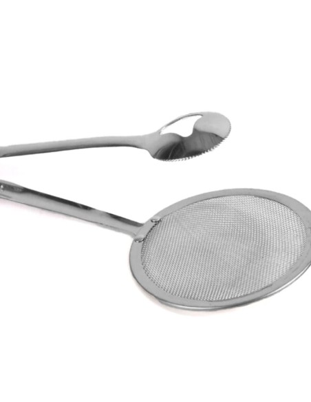 Escumadeira com Pegador Frituras Aço Inox 30cm