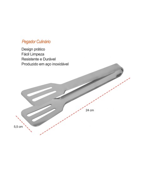 Pegador Culinario Espatula Aço Inox 24cm