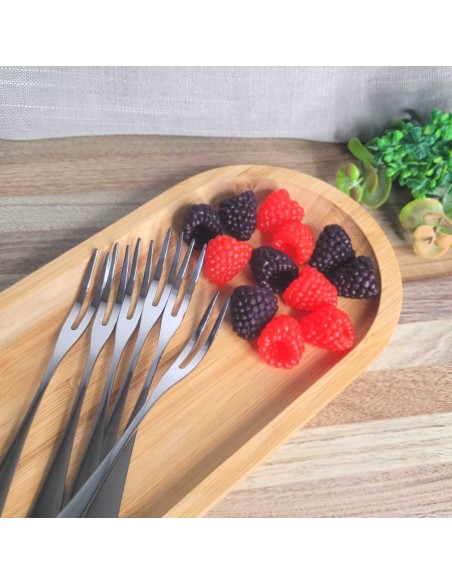 Garfo para Petiscos Frutas Sobremesa Garfinho Aço Inox 6un