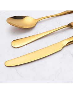 Faca de Sobremesa Dourado Ouro Talheres Aço Inox Buffet 2