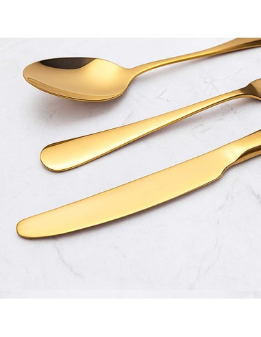 Faca de Sobremesa Dourado Ouro Talheres Aço...