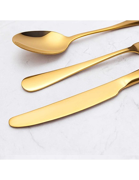 Faca de Sobremesa Dourado Ouro Talheres Aço Inox Buffet