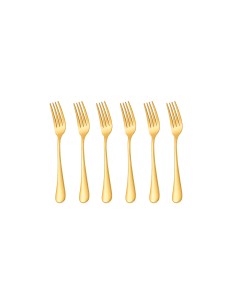 Garfo de Sobremesa Dourado Ouro Talher Inox Buffet Jogo 6un