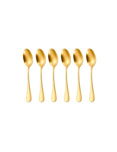 Colher de Sobremesa Dourado Ouro Talher Inox Buffet Jogo 6un