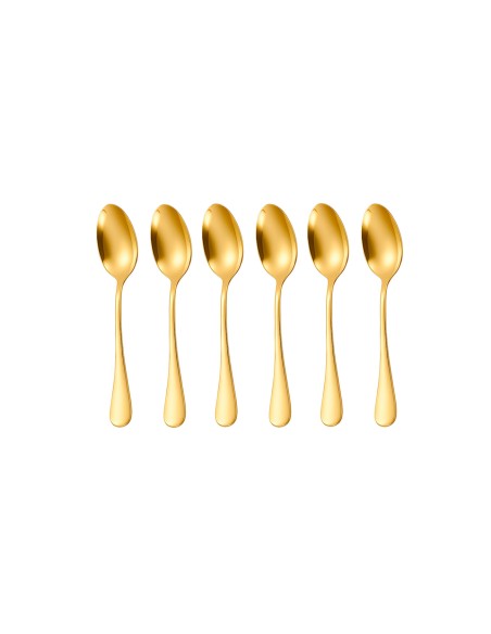 Colher de Sobremesa Dourado Ouro Talher Inox Buffet Jogo 6un