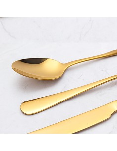 Colher de Sobremesa Dourado Ouro Talher Inox Buffet Jogo 6un 2