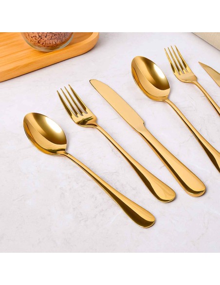 Colher de Sobremesa Dourado Ouro Talher Inox Buffet Jogo 6un