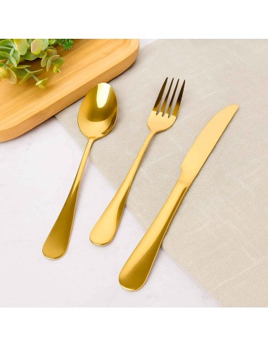 Faca de Sobremesa Dourado Ouro Talheres Inox...