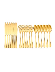 Talheres de Sobremesa Faqueiro Dourado Garfo Faca Colher...