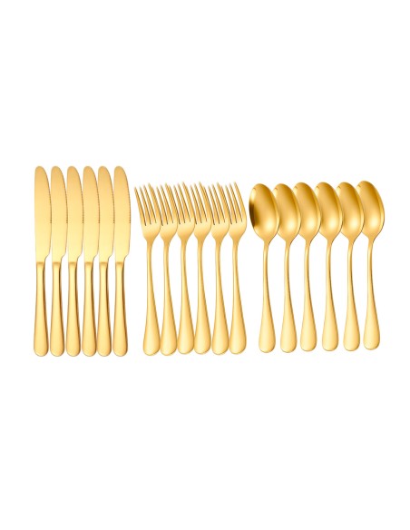 Talheres de Sobremesa Faqueiro Dourado Garfo Faca Colher 18un