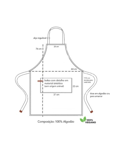 Avental Caramelo Mostarda Algodao Vegano...