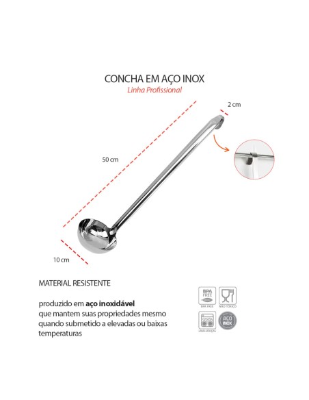 Concha Grande Profissional Inox Buffet Restaurante 50cm