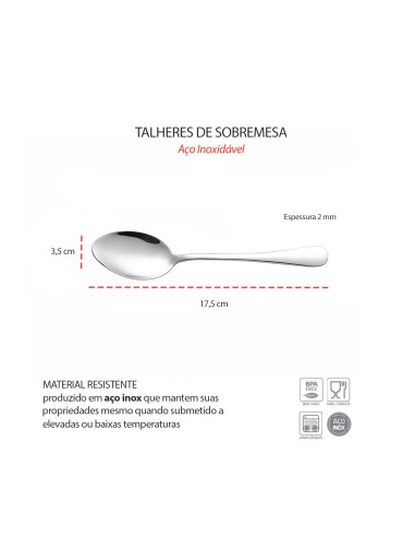 Colher de Sobremesa Inox Talheres Buffet...