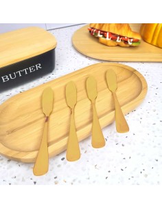Faca para Manteiga Espatula Pate Aço Inox Dourado Jogo 12un 2