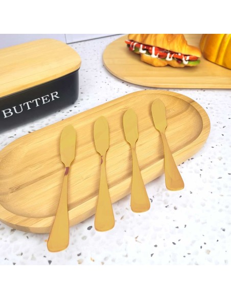 Faca para Manteiga Espatula Pate Aço Inox Dourado Jogo 12un