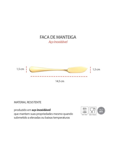 Faca para Manteiga Espatula Pate Aço Inox...