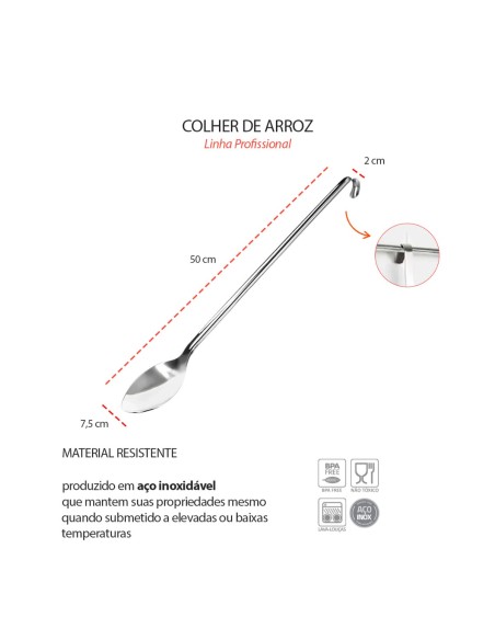 Colher Grande Profissional Inox Buffet Restaurante 50cm