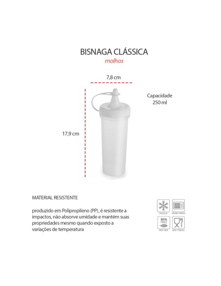 Bisnaga Transparente Tubo Molho Bico Fino Plastico 250ml