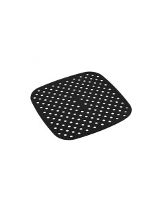 Tapete Silicone Quadrado Air Fryer Preto Antiaderente 18,5cm