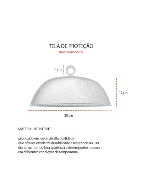 Tela Protetora Alimentos Cinza Protetor Bolo Prato Mesa 24cm