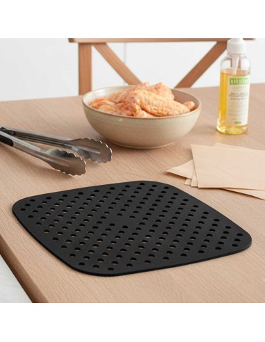 Tapete Silicone Quadrado Air Fryer Preto...
