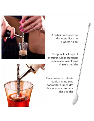 Colher Bailarina Drinks Sucos Bartender Inox 30cm